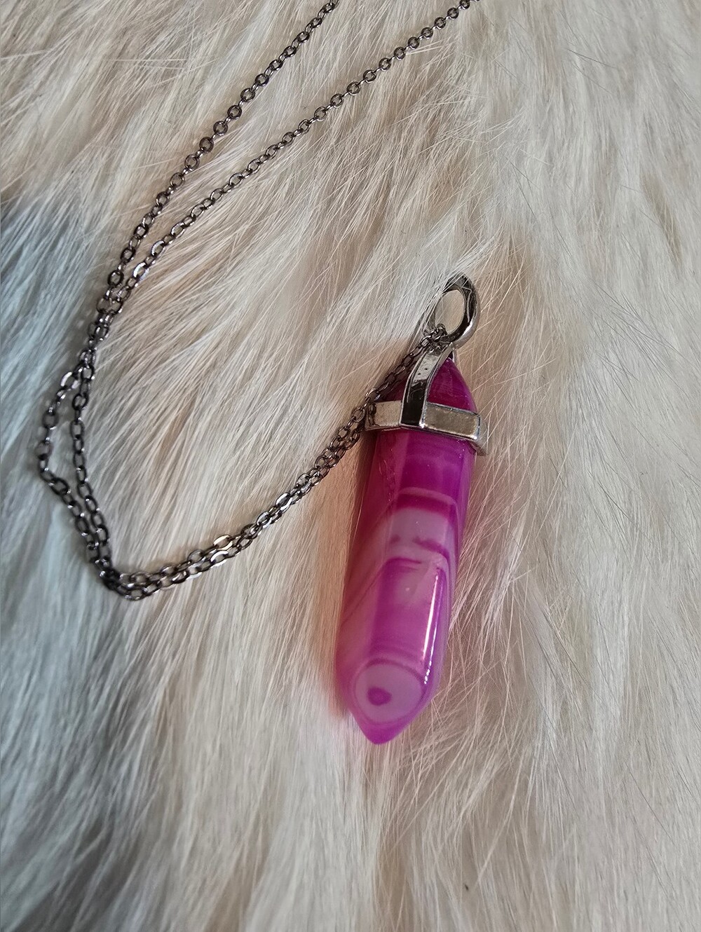 Pink Agate Point Pendant Necklace